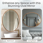 OVALCREST - Oval Wooden Beveled Wall Mirror for Home Decor, Bathroom, Vanity, Bedroom, Living Room, Hallway - London Style (Sunset Gold) 25.1 x 31.1