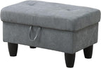 Ottoman Rectangular Storage Ottoman Bench, Flannel Footrest Stool Footstool with Lid for Living Room, Bedroom, Entryway, Dark Gray, 28.5"x19"x17.5"