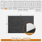 Mibao Front Door Mat, Dirt Trapper Welcome Mat for Outdoor Indoor, Non-Slip Waterproof Doormat, Durable Machine Washable Low Profile Entry Rug for Back Door Outside Patio Porch, 32" x 20", Black