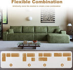 136" Sectional Couches for Living Room Modern Modular Sofa with L-Shape Couchs Upholstered Boneless Couch Deep Seat Sectional Couch with Chaise (Green, Right Facing Chaise+3Seaters)