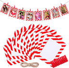 Janlaugh 100 Pcs Paper Photo Frames 4x6 Red and White Paper Picture Frame with 100 Clip 10 String Kit DIY Hanging Cardboard Photo Holder Christmas Wall Decor Wedding Home