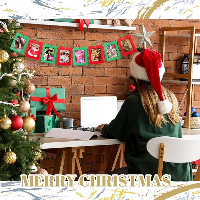 Janlaugh 100 Pcs Paper Photo Frames 4x6 Paper Frame with 100 Clip 10 String Kit DIY Hanging Cardboard Photo Holder Back to School Wall Decor Wedding Home(Red, Green)