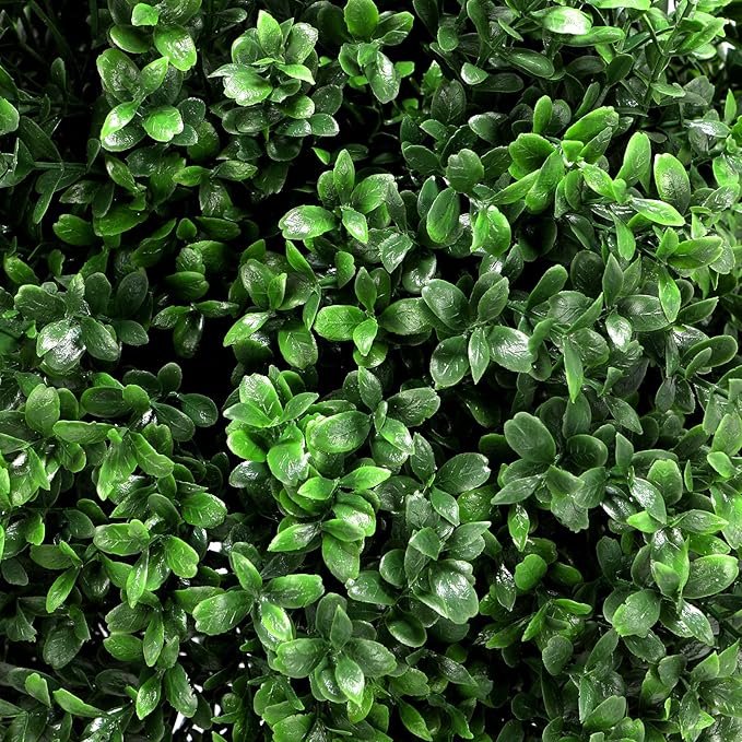 Artificial Boxwood Topiary Ball Trees with Ground Spikes UV Resistant Faux Greenery Shrubs Fake Shrubs for Outdoors, Realistic Faux Plants Bushes for Garden Porch Yard Patio Decor (Green Boxwood)