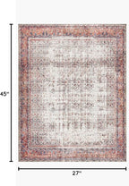 Loloi Layla Collection LAY-12 Ivory/Brick 2'-3" x 3'-9" .13" Thick Accent Rug, Soft, Durable, Vintage Inspired, Distressed, Low Pile, Non-Shedding, Easy Clean, Printed, Living Room Rug