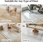 Glass Chair Mat 48" x 80" Heavy Duty Tempered Glass Mat, Office Glass Floor Mat with Round Corner and Polished Edge for Smooth Glide, Carpet Hardwood Floor Protector