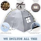 Gray Full Bed Tent for Kids Indoor Fort - Magical Dream Tents for Boys Pop Up Toddler Bed Canopy for Girls Bunk Bed Tent for Top Bunk - Sensory Sleep Pod for Kids Educational