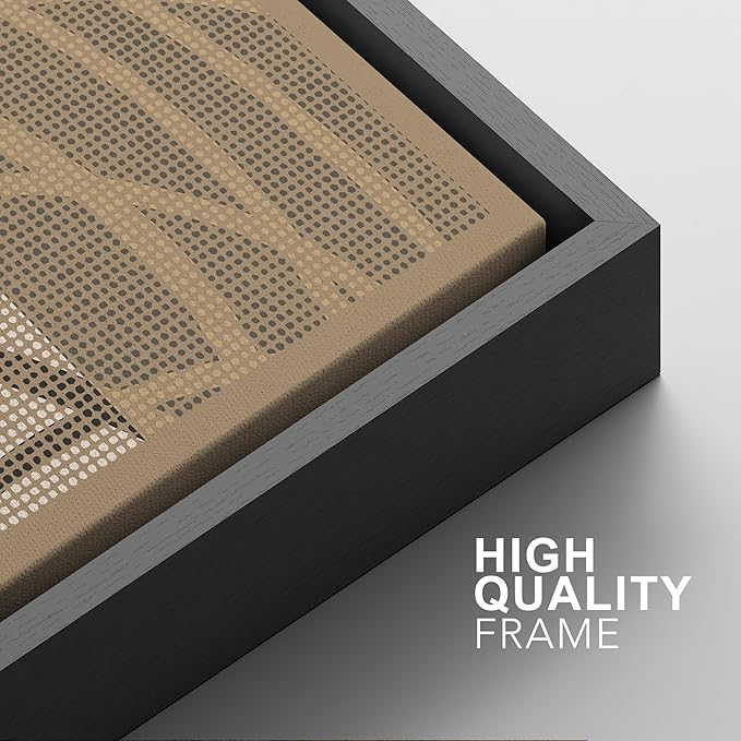 SIGNFORD Framed Canvas Print Wall Art Set Geometric Dot Patterns Earthy Beige and Brown Contrast Illustration Modern Art Decorative Nordic Nature for Living Room, Bedroom, Office - 24"x36"x2 Black