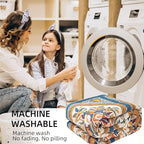 Boho Throw Blanket for Bed - 100% Pure Cotton Ultra Soft Rustic Quilt - Farmhouse Decor Bed Blankets, All Season Rustic Throw for Sofa Couch Chair(91''x 98'', Floral)