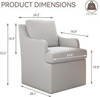 VKNOW Upholstered Dining Chairs Set of 4, Modern Kitchen Chairs Dinner Chairs with 4 Casters, Linen Armchair for Bedroom Reading Room Living Room, Light Grey