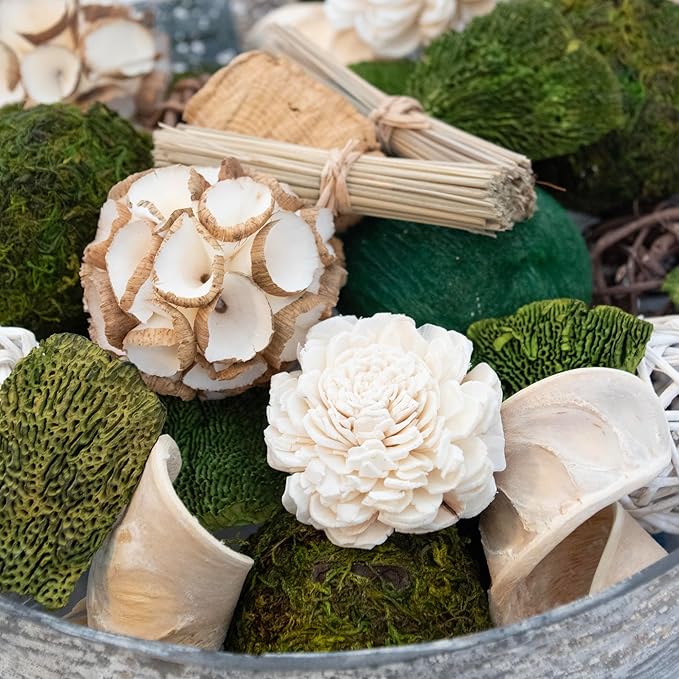 ANDALUCA Decorative Moss Balls Natural Bowl Filler Home Decor (Green Moss)