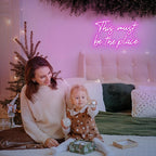Kavaas This Must Be the Place Neon Signs 16.5" x 10.3", Pink LED Light Up Signs for Wall Decor | This Must Be The Place Sign for Bedroom, Bar, Cafe, Office, Man Cave
