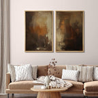 SIGNFORD Framed Canvas Print Wall Art Set Abstract Burnt Sienna and Beige Illustration Modern Art Decorative Nordic Nature for Living Room, Bedroom, Office - 24"x36"x2 Natural