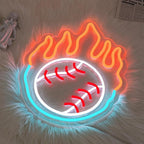 Baseball Neon Sign for Wall Decor Dimmable Baseball On Fire Neon Light Colorful LED Neon Light Sport Neon Signs USB Powered Neon Sign for Bedroom Field Club Man Cave Decoration