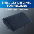 MABOZOO Memory Foam Back Support Cushion for Recliner Chair,Lumbar Support Pillow for Elderly,Extra Large Lumbar Support Pillow with Extension Straps,Navy Blue