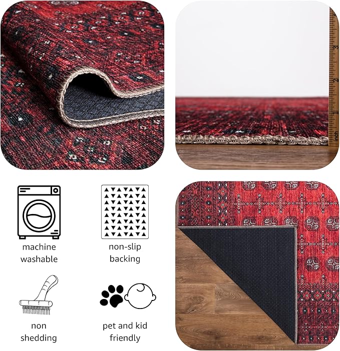 Keen Home Design 5x7 Rug - Machine Washable Area Rug with Non-Slip Backing, Ideal for Living Room, Dining Room, Bedroom - Vintage, Easy Clean, Durable, Low Pile Rug - (5' x 7')