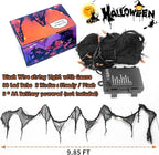 Halloween Horror Atmosphere Lights, Orange&Purple LED String Lights with 9.9FT Creepy Black Gauze, Battery Powered with Timer & 8 Flashing Modes (2 Pack Orange)