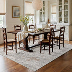 GENIMO 7'6''x9'6'' Area Rugs for Living Room, Machine Washable Rugs, Low Pile Non Slip Vintage Rug for Bedroom, Dining Room, Home Office, Light Taupe Brown