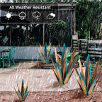 Large Tequila Rustic Sculpture, Agave Plants for Outdoor Patio, Home Decor Hand Painted Metal Garden Statue, Lawn Ornaments Yard Stakes (Blue - L)
