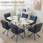 Fabric Dining Chair Set of 2 Modern Upholstered Swivel Dining Room Chairs Comfy Accent Armchair with Mid Back, Desk Arm Chair No Wheels for Kitchen/Living Room/Dining Room, Navy