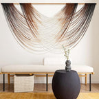 Flber Macrame Wall Hanging Dip Dye Brown Boho Wall Decor Yarn Tapestry Modern Living Room Bedroom Home Wall Decor 57" W x 35" L