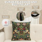 Charlotte Home Furnishings Throw Pillow Covers, Decorative Boho Pillow Covers for Couch, Living Room, Black Strawberry Square Cushion Cases 18x18 in, European Cotton Jacquard Woven, Cozy Bedroom Decor