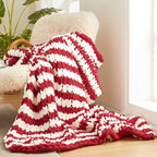 Amélie Home Chunky Knit Blanket Throw, Thick Soft Yarn Chunky Throw 50x60, Handmade Chenille Cable Knitted Crochet Throw Blanket, Warm Rope Knot Blanket for Couch Bed Sofa, Red White Stripe