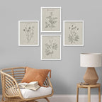SIGNWIN Framed Vintage Wildflower Wall Art, Set of 4 Plant Collage Drawing Wall Decor Prints, Nature Wilderness Wall Décor for Living Room, Bedroom - 8"x10" White