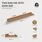 35.3 Inches Long Floating Shelves, 2 Set Rustic Wall Shelf for Bedroom, Nursery Book Shelf with Lip, Picture Ledge Shelf for Wall Decor Living Room Bathroom Kitchen - Oak
