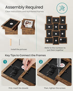 SONGMICS Collage Picture Frames, 4x6 for Wall Decor Set of 12, Multi Family Photo for Gallery Decor, Hanging Display, Assembly Required, Rustic Brown