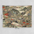 Asian Tapestry,Japanese Red Landscape Asian Watercolor Abstract Art Tapestry, Asian Japanese Wall Tapestry, Nature Landscape Tapestries for Bedroom Living Room Decor 80"x60"