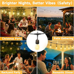 Outdoor Safety String Lights 200FT - 24V 20W Commercial Grade Low Voltage Strand with 80 S14 Shatterproof Bulbs for Tree Garden Yard Cafe Bistro | Warm Yellow 3500K | IP65 Waterproof | UL Listed