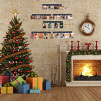 6 Picture Frames Collage Wall Decor With 30 Clips, Wood Photo Frame, No Drilling Required, Adhesive Stickers, Easy to Install, Black.