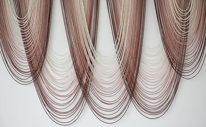 IOWER Macrame Wall Hanging Pink Dip-Dyed Large Macrame Wall Decor For Living Room Boho Fiber Art 57" W x 41" L