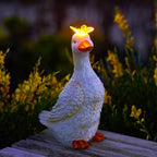 Goodeco Porch Goose Statue with Butterfly - Outdoor Garden Goose Decor for Yard, Unique Gifts for Mom & Garden Lovers (Off White)