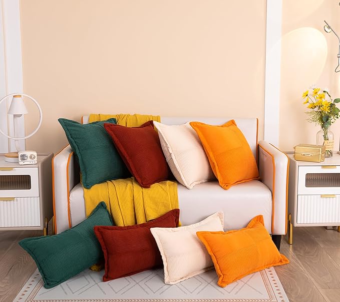 HITO 20x20 Pillow Inserts (Set of 4, with Pillow Covers Green)-Down Alternative Throw Pillows White for Couch Bed Sofa