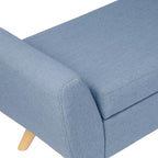 HomePop Modern Storage Bench with Wood Legs |Homepop Home Décor|Bench with Storage for Living Room & Bedroom - French Blue Woven