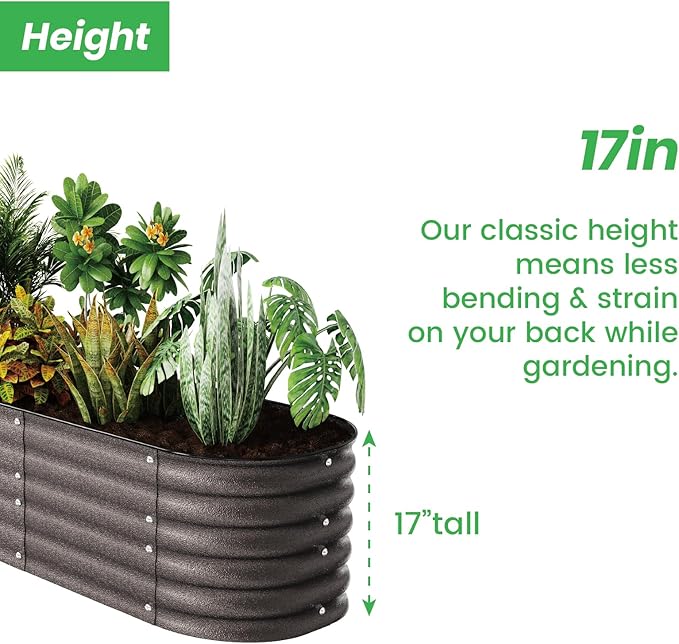 Raised Garden Bed Kit 8×2×1.4 FT Magnesium-Aluminum-Zinc Stainless Steel Metal Planter Box for Planting Outdoor Plants Vegetables (Crackle Gold)