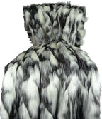Gray Black White Faux Fur Oversized Blanket and Bedspread - Tibet Fox Fur - Gray Black White Luxury Faux Fur - Soft Faux Fur Blankets, Bedspreads and Throws, Handmade in USA, 16438