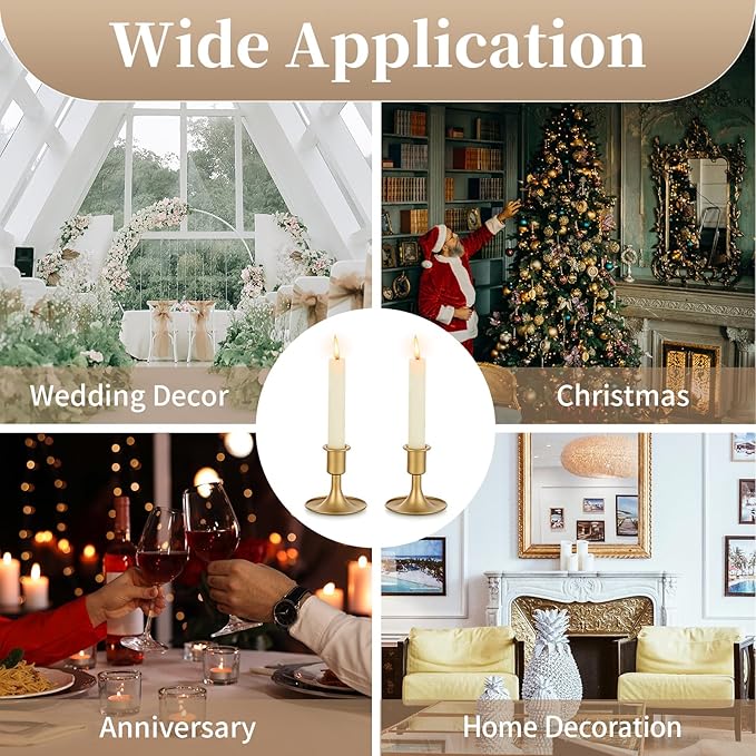 Sziqiqi Gold Candle Holders for Candlesticks Set of 2 - Small Taper Candle Holders for Wedding Centerpiece Candle Stick Stands for Candlelight Dinner Table Christmas Mantel