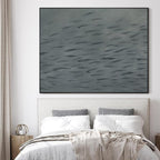 SIGNWIN 46"x60" Extra Large Framed Wall Art Gray School of Fish Minimalist Ocean-Inspired Marine Life Illustration for Home Living Room Bedroom Decor (Frame Assembly Required)