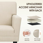 COLAMY Modern Accent Chair for Living Room, Upholstered Fabric Accent Armchair with Back, Soft Single Sofa Chair with Arms for Bedroom/Office/Reception Room, Oatmeal