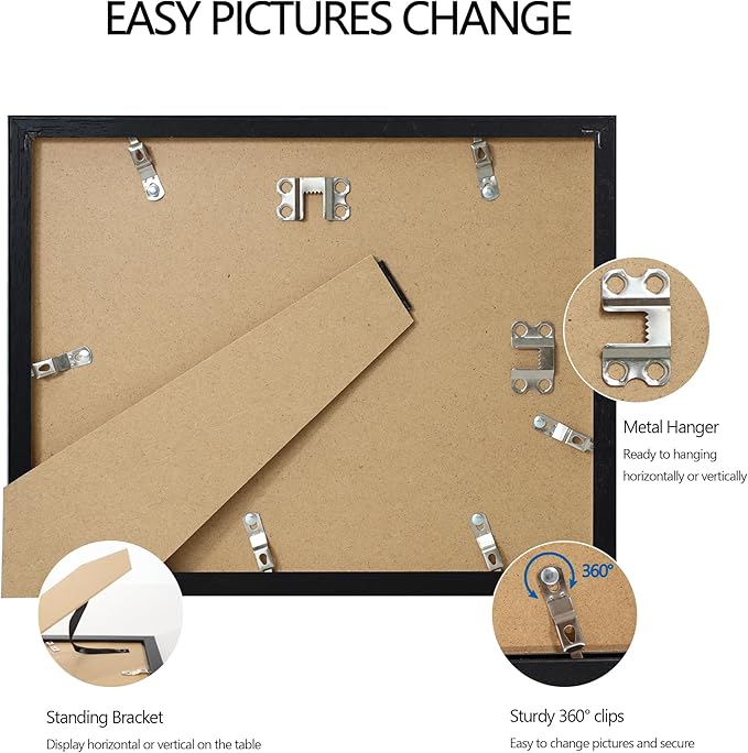 8.5x11 Diploma Frame with Tempered Glass, Multi Certificate 8.5 by 11 Photo Frame Bulk for Wall or Tabletop Display(Black, 1 Pack)