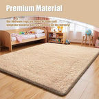Ultra Soft Fluffy Area Rugs for Bedroom Living Room 10x14, Nursery Rug, Non-Slip Carpet for Kids Dorms Decor, Shaggy Bedside Rug, Beige