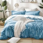 Love's cabin Mineral Blue Twin Comforter Set - Twin XL Size Comforter Set Dorm Bedding, 2 Pieces Cute Floral Bedding, Soft Reversible Flowers Comforter, 1 Comforter & 1 Pillow Sham