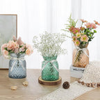 SOJOCK 2PACK Glass Flower Vases(Flowers NOT Included),6.3" High Diamond Pattern Vases,Vintage Vases for Centrepieces,Wedding Decorations,Home Table Flower Decorations