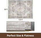 AMOAMI Area Rug - 9x12 Vintage Soft Grey Rug - Non Slip, Washable for Living Room, Bedroom, Dining Room, Office