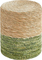 Wimarsbon Ottoman Poof, Natural Seagrass Poufs, Hand Weave Round Footstool, Pouffe Accent Chair, Sitting Braided Footrest W/Jute Cover, Outdoor Ottomans for Living Room, Bedroom