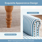 HUIMO Linen Fabric Accent Chairs Set of 2, Mid-Century Modern Armchair with Solid Wood Legs, Single Sofa Chair,Upholstered Reading Club Chair (2, Blue and White Stripe)