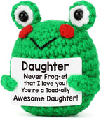Daughter Gifts, Daughter Christmas Birthday Present from Mom/Dad, To My Daughter Graduation End-of-Year School, Funny Encouragement Positive Mini Handmade Crochet Frog for Valentines Mothers Day