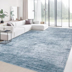 Area Rugs 9x12 Living Room: Washable Rug Modern Abstract Large Rugs Soft Non Slip Neutral Rug Stain Resistant Indoor Carpet for Bedroom Kitchen Dining Room Table Nursery Home Office Rugs(Blue,9'x12')